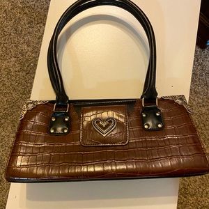 “Texas Leather” genuine leather purse, new. Rich brown leather, heart detailing.